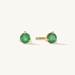 Mejuri Gemstone Mini Studs – 14k Gold with Emerald
